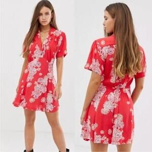 Free People Rockabilly Hawaii Collared Mini Shirt Dress